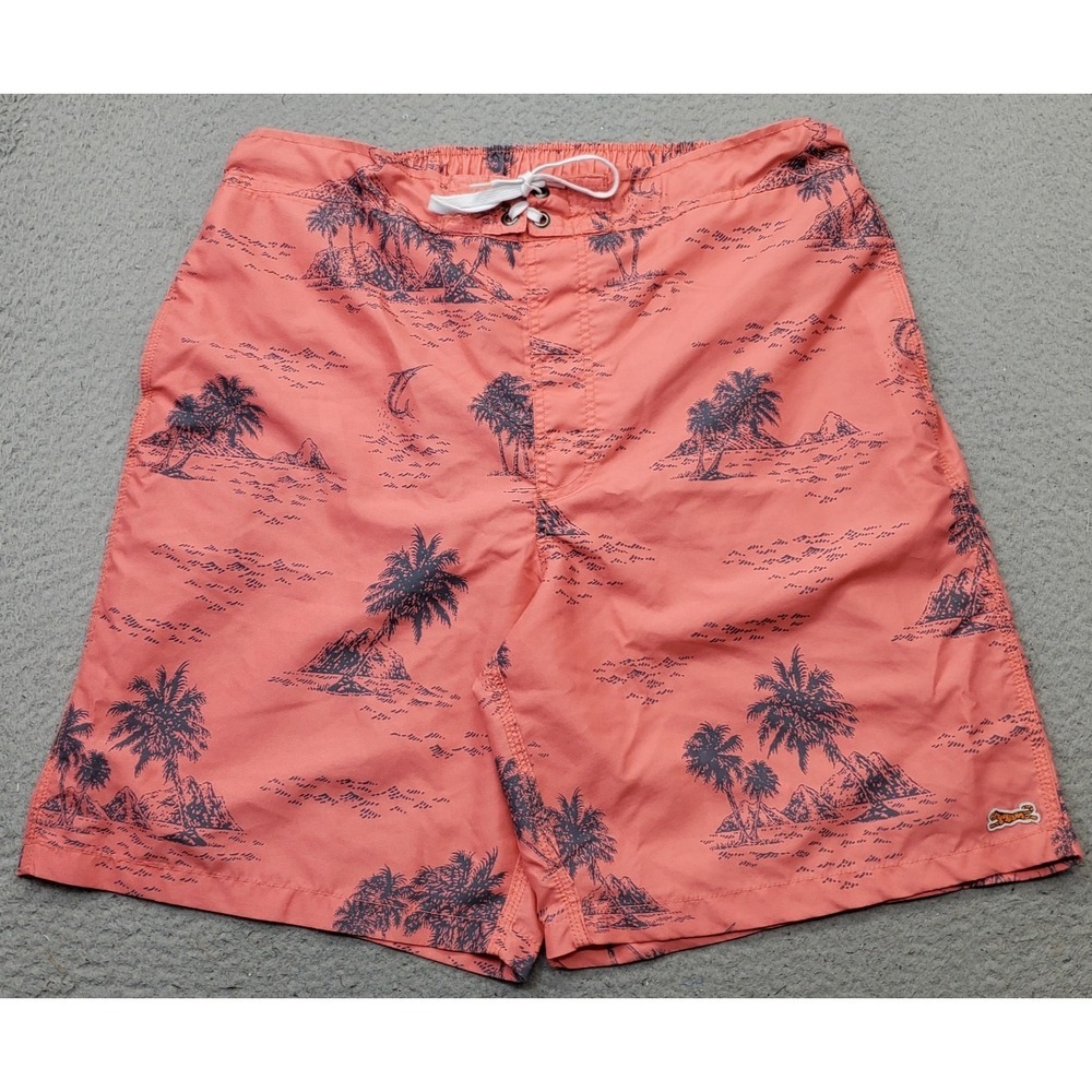 Le Tigre Swim Trunks Shorts Mens XL Multi Palm Tree Mesh Lined Drawstring Waist